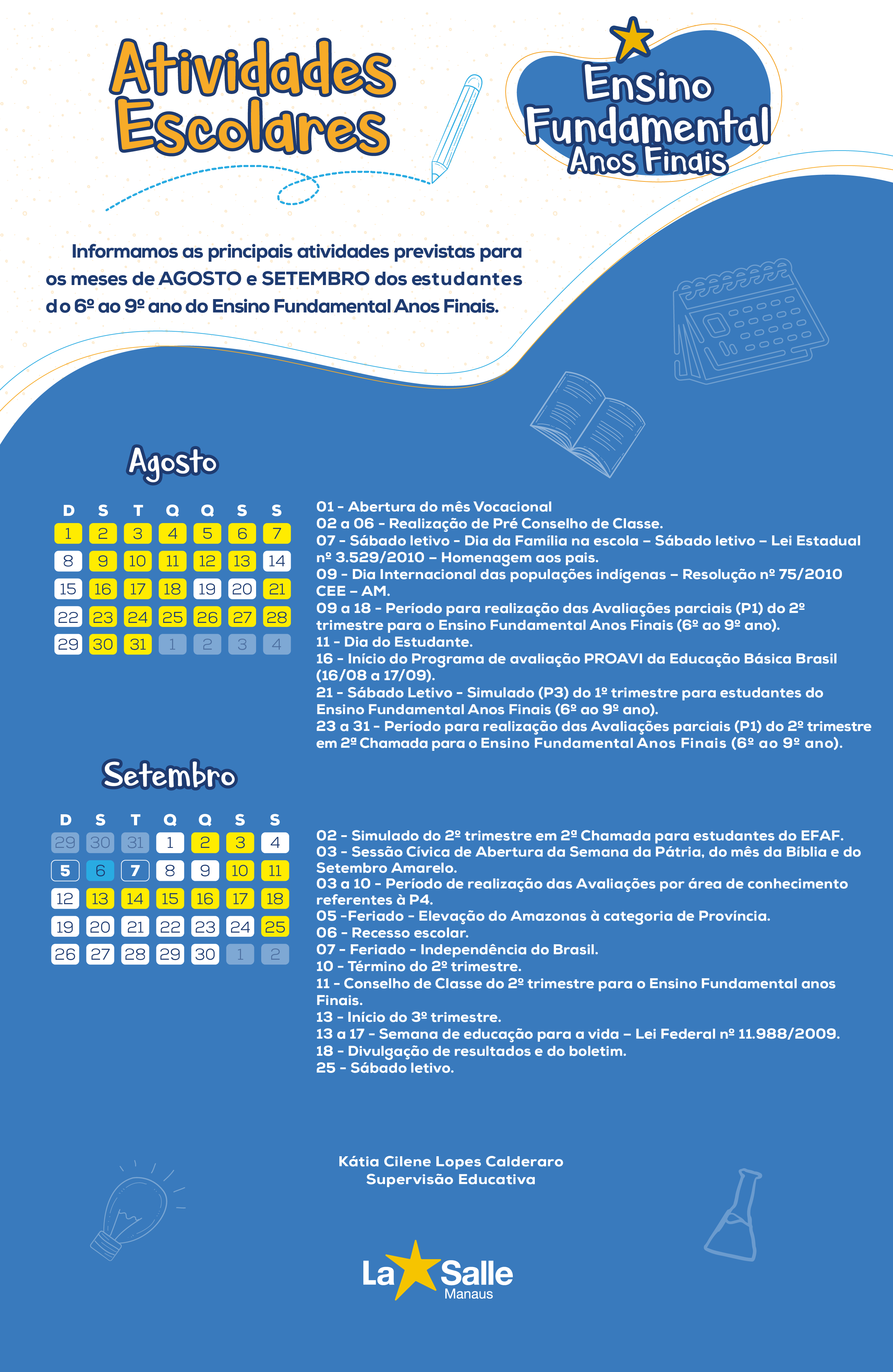 Calendário de Atividades - Anos Finais